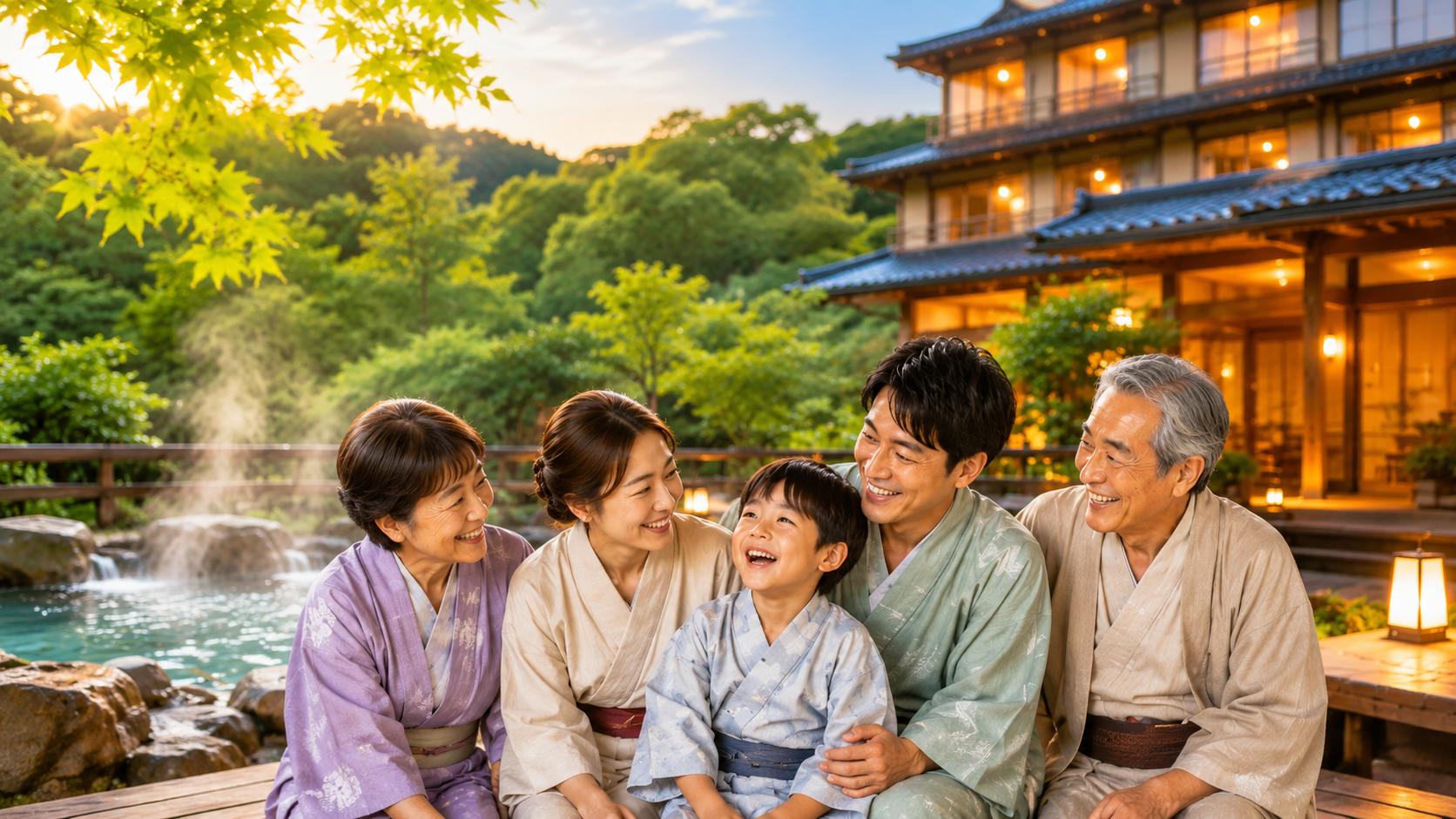 下呂温泉の子連れキッズスペース付き宿2選を紹介するAI生成イメージ画像。実在する旅館の室内遊び場や写真ではありません
